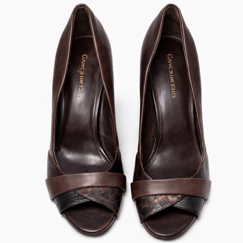 Croft & Barrow Brown Peep Toe Heels